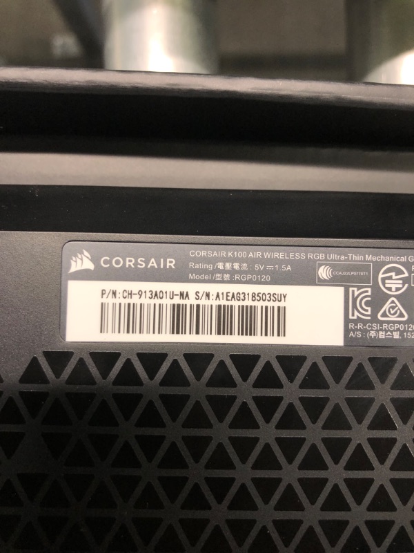 Photo 7 of Corsair K100 AIR Wireless RGB Mechanical Gaming Keyboard - Ultra-Thin, Sub-1ms Slipstream , Low-Latency Bluetooth, Cherry MX Ultra Low Profile Keyswitches - NA Layout, QWERTY - Black K100 AIR WIRELESS CHERRY MX Ultra Low Profile Switches