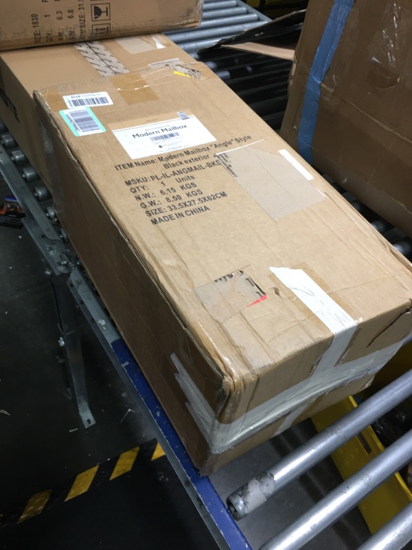 Photo 1 of Ilyapa Modern Angle Design Post Mount Mailbox - Black Exterior Powder Coated Steel Heavy Duty Curbside Welded Mailbox, All Weather Durable & Corrosion Resistant, Stainless Steel Hinges