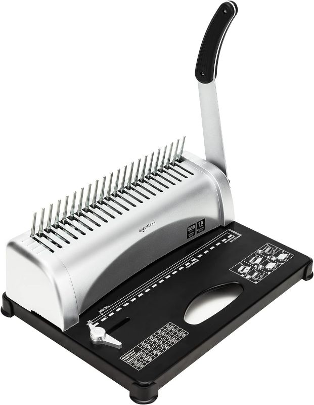 Photo 1 of Amazon Basics Comb Binding Machine, Grey