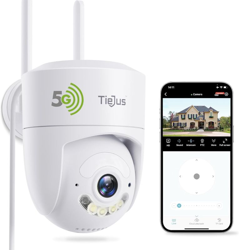 Photo 1 of 5G/2.4G WiFi Security Camera Outdoor,24/7 Recording Home Security Cameras 2K,360° PTZ Wired Cameras for Home Security Outside,Auto Tracking