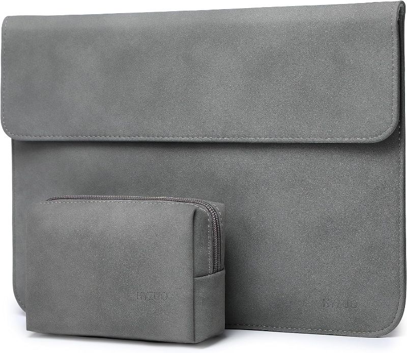 Photo 1 of HYZUO 15-16 Inch Laptop Sleeve Compatible with MacBook Pro 16 M3/M2/M1 Pro/Max A2991 A2780 A2485 A2141 2024-2019, MacBook Pro 15 2012-2015, XPS 15, Faux Suede Leather Case with Pouch, Dark Gray-H