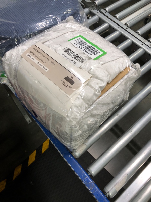 Photo 1 of Sure FIT Matelasse Damask 1-Pc Sofa-White Sofa - Box Cushion White