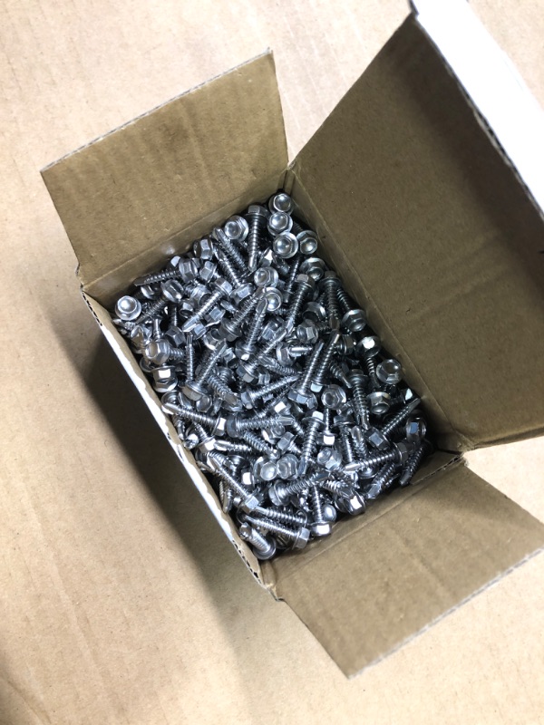 Photo 2 of (300Pcs) #8×3/4" Hex Washer Head Self Drilling Screws, 410 Stainless Steel Metal SheetScrews?TEK Screws, Self Drilling Screws, Self Tapping Screws,Sheet Metal Screws