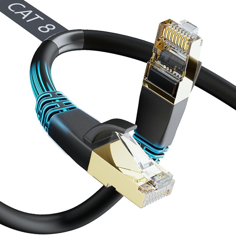 Photo 1 of DbillionDa Ethernet Cable 100 ft, Cat 8 Ethernet Cable, Support Cat7/Cat5/Cat5e/Cat6/Cat6e Standards, High Speed 40Gbps 2000Mhz F/FTP LAN Wires with RJ45 Gold Plated Connector for Modem, Router, PC