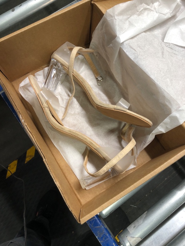 Photo 1 of iCKER Women's Clear Heeled Sandals Ankle Strap Block Chunky High Heel Open Toe Pump Sandals  SIZE 9.5
