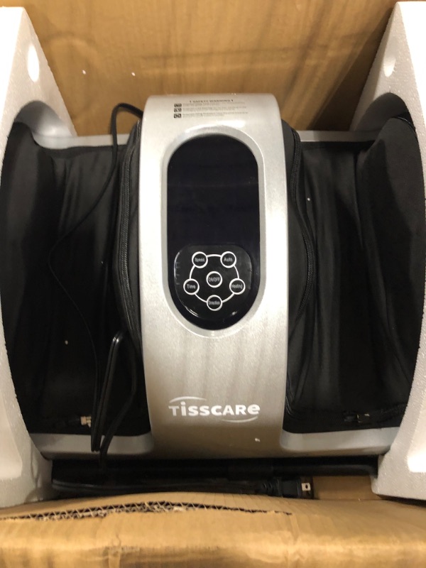 Photo 3 of TISSCARE Shiatsu Massage Foot Massager Machine - Improves Blood Flow Circulation, Deep Kneading & Tissue with Heat /Remote, Neuropathy, Plantar Fasciitis, Diabetics, Pain Relief Silver Gray