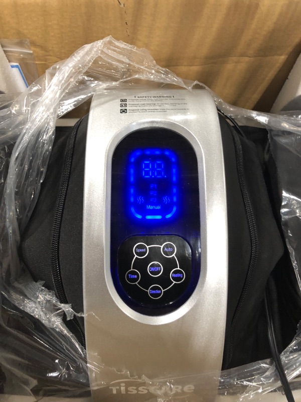 Photo 4 of TISSCARE Shiatsu Massage Foot Massager Machine - Improves Blood Flow Circulation, Deep Kneading & Tissue with Heat /Remote, Neuropathy, Plantar Fasciitis, Diabetics, Pain Relief Silver Gray