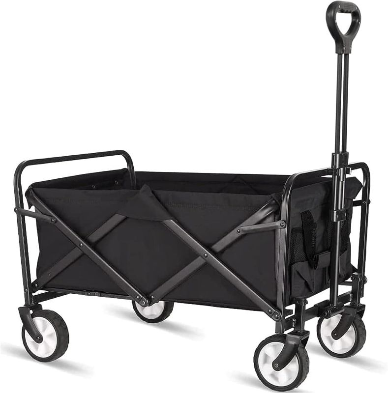 Photo 1 of iHomey Collapsible Folding Wagon, Wagon Cart Heavy Duty Foldable with Two Drink Holders, Utility Grocery Wagon for Camping Shopping Sports (1 Year Warranty)