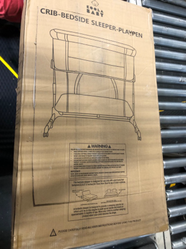 Photo 2 of 3 in 1 Baby Bassinet, Bedside Sleeper, & Playpen, Easy Folding Portable Crib (Grey)- KoolaBaby