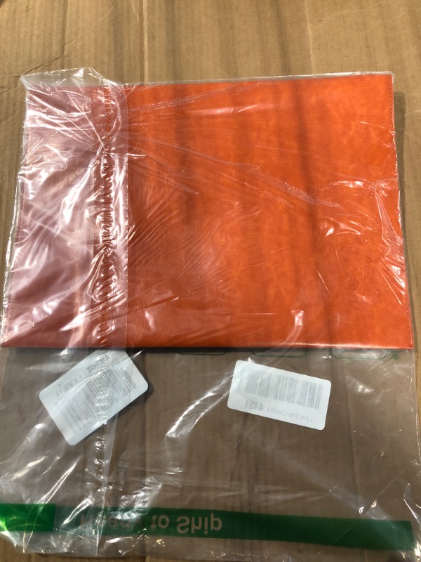 Photo 3 of Enyuwlcm PU Leather A4 File Folder Document Holder Envelope Folder Case with Snap Closure for Receipt Contract Orange Orange A4