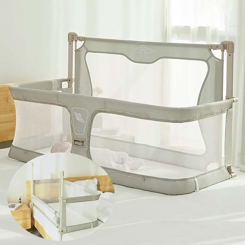 Photo 1 of 3 in 1 Baby Bedside Sleeper Portable Crib,Breathable and Visible mesh Window,Soft Washable Liner Cover and Sturdy Aluminum Alloy,Baby bassinets Bedside Sleeper…