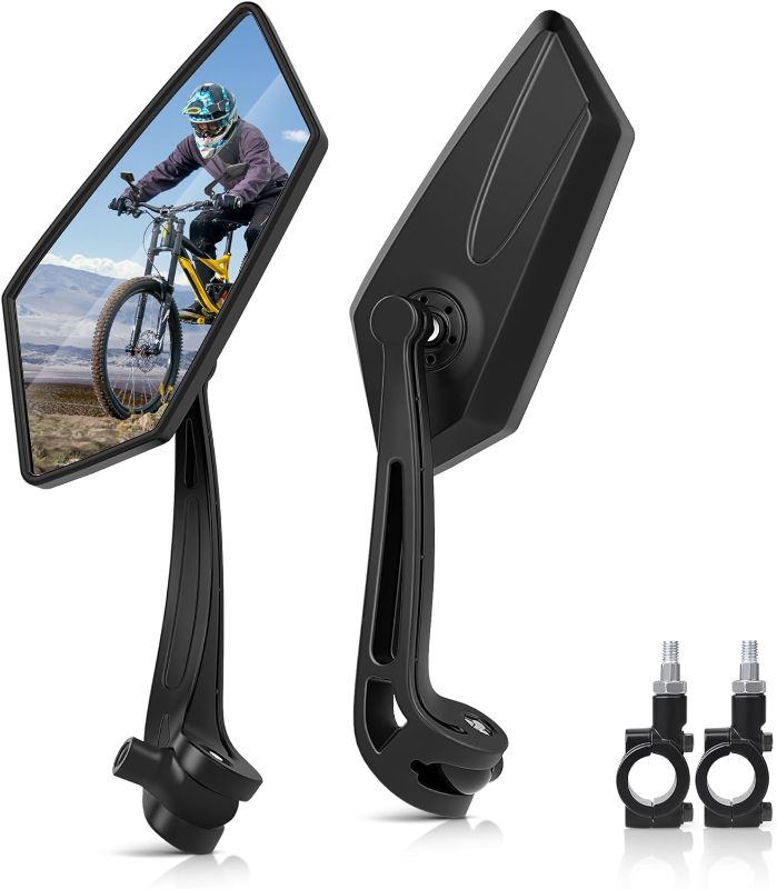 Photo 1 of MICTUNING Bike Mirror 2Pcs, Upgraded 360 Degree Rotatable HD Wide Angle Bicycle Mirrors for 22mm-25mm Handlebars, Rearview Mirror for Mountain Road Bikes, Scooters, E-bikes, Motorcycle