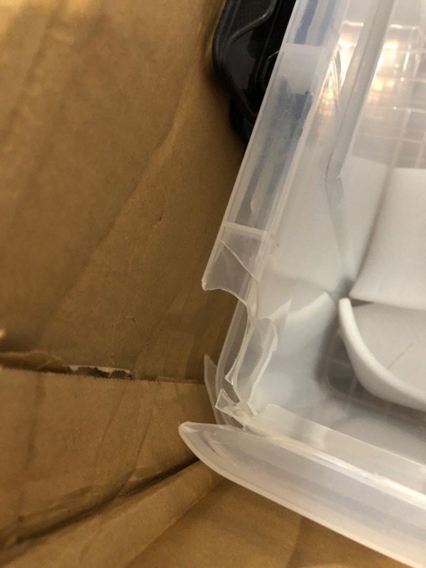 Photo 1 of **FOR PARTS** 72Qt*4 Plastic Storage Bins, Lidded Tote Storage Box with Handle, Stackable, Clear, 72Quart, 4 Pack
