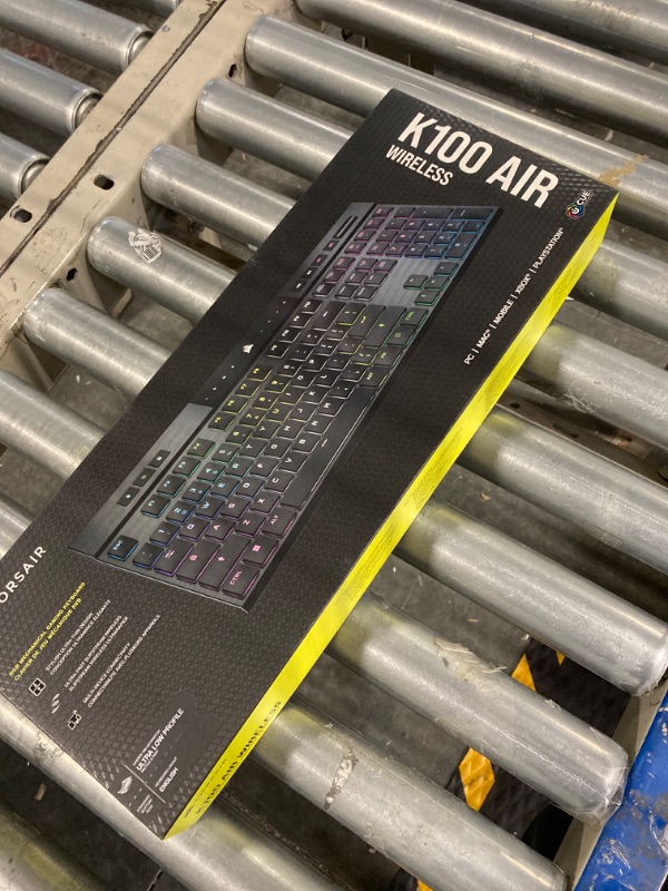 Photo 3 of Corsair K100 AIR Wireless RGB Mechanical Gaming Keyboard - Ultra-Thin, Sub-1ms Slipstream , Low-Latency Bluetooth, Cherry MX Ultra Low Profile Keyswitches - NA Layout, QWERTY - Black K100 AIR WIRELESS CHERRY MX Ultra Low Profile Switches