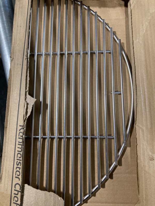 Photo 3 of 2-Pack Stainless Steel Half-Moon Grill Grate, Compatible with Kamado Joe Classic Joe Series, Large Big Green Egg, and Other Round 18-inch Charcoal Grills