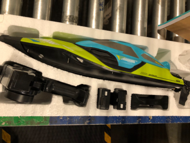 Photo 1 of 4DRC S2 High Speed RC Boats with LED Lights & 2 Batteries, 30+ mph Remote Control Boat for Pools and Lakes, Capsize Recovery, Low Battery Reminder,2.4Ghz Racing Boats for Adults Kids,Green