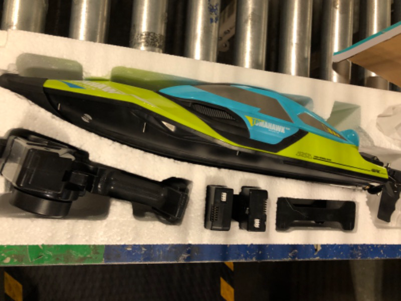 Photo 3 of 4DRC S2 High Speed RC Boats with LED Lights & 2 Batteries, 30+ mph Remote Control Boat for Pools and Lakes, Capsize Recovery, Low Battery Reminder,2.4Ghz Racing Boats for Adults Kids,Green