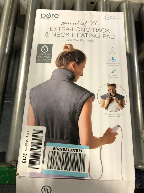 Photo 1 of Pure Enrichment® PureRelief™ XL Heating Pad for Back & Neck - Heat Therapy for Muscle Pain, Cramps, and Sore Muscles in Neck, Back, and Shoulders - 4 Heat Settings with Auto Shut-Off (Gray)