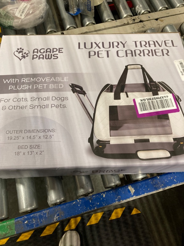 Photo 1 of Agape Paws Pet Carrier | Smooth Removeable Wheels | Full Turn Radius | Durable | Lightweight | Comfortable | Safe | Large Cat Carrier | Small Dog Travel Carrier | Larger Than Airline Size Carriers White & Black
