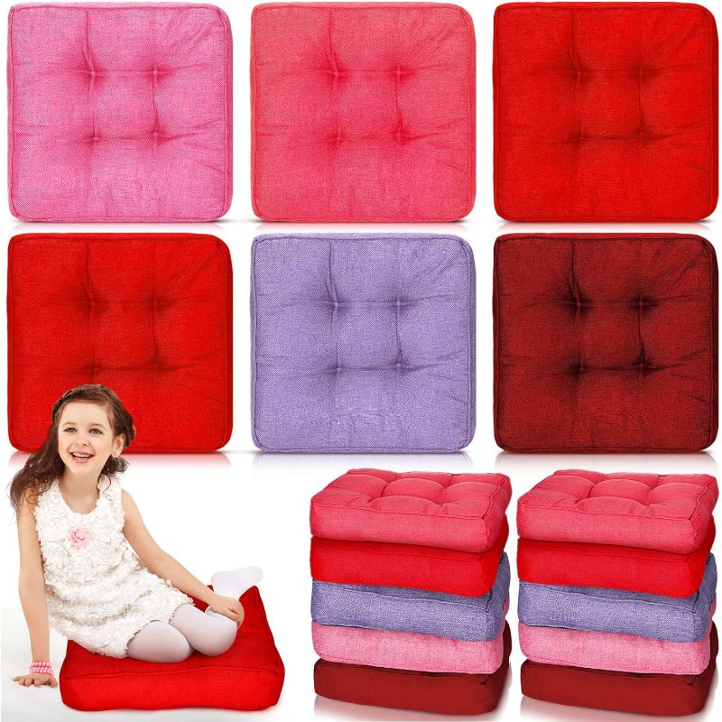 Photo 1 of 10 Pcs Meditation Floor Cushion Bulk Meditation Floor Pillow Classroom Cushions 15.8" Flexible Tatami Floor Cushions Soft Thick Yoga Chair Seating for Adults Home (Vivid Colors,Square)