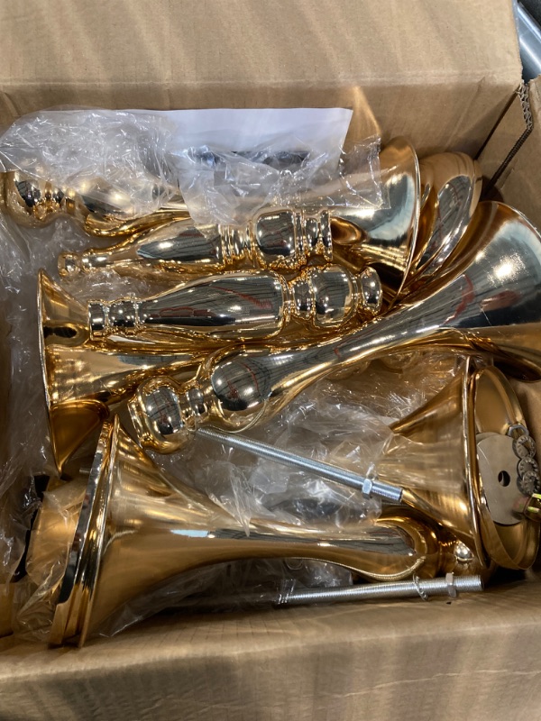 Photo 1 of 15 Pcs Wedding Flower Stand Metal Flower Centerpieces Stand for Table Flower Vase Arrangement Rack Candleholder Stand for Wedding Reception Dinner Table Holiday Party Decor (Gold,15 in)