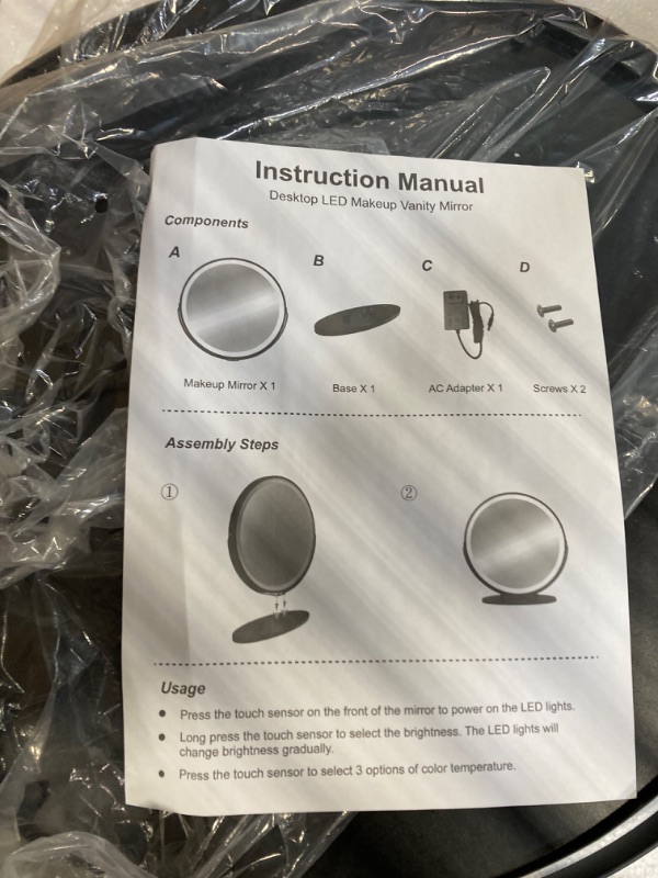 Photo 4 of ***MISSING ADAPTER***
Vierose 20 Inch Makeup Mirror Vanity Mirror with Lights, Round Lighted Makeup Mirror with Dimming LED Halo for Dressing Room & Bedroom Tabletop, Smart Touch Control, 3 Color Lighting Modes (Black) 1-black
***MISSING ADAPTER***