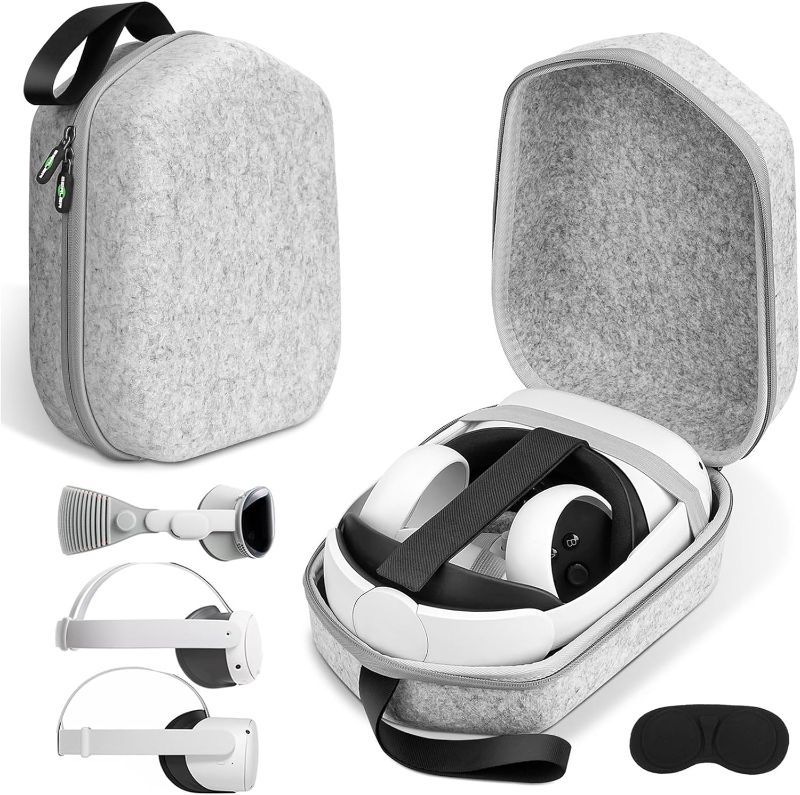 Photo 1 of Hard Carrying Case Compatible with Meta Oculus Quest 2/Quest 3/Vision Pro Original/Elite Version VR Gaming Headset and Touch Controllers Accessories, Suitable for Travel and Home Storage