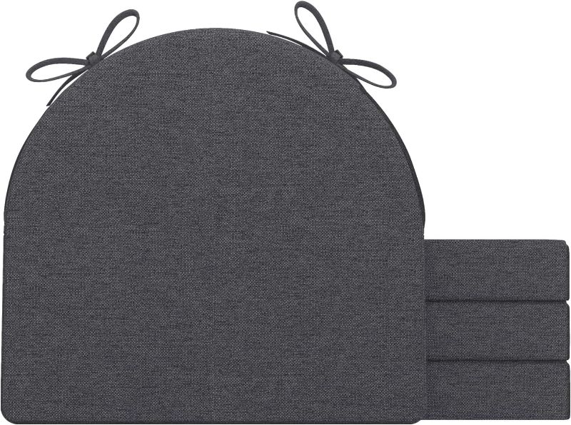 Photo 1 of AAAAAcessories U-Shaped Chair Cushions for Dining Chairs with Ties and Removable Cover, 2" Thick Dining Kitchen Chair Pads, Indoor Dining Room Chair Cushions, 17" x 16", Set of 4, Dark Grey 4 Count(Pack of 1) Dark Grey