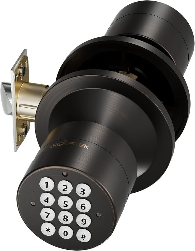 Photo 1 of Signstek Keyless Entry Door Lock,Door Knob with Keypad?Smart Code Door Lock,Mute Mode,Passage Function, Easy to Install,Oil Rubbed Bronze
