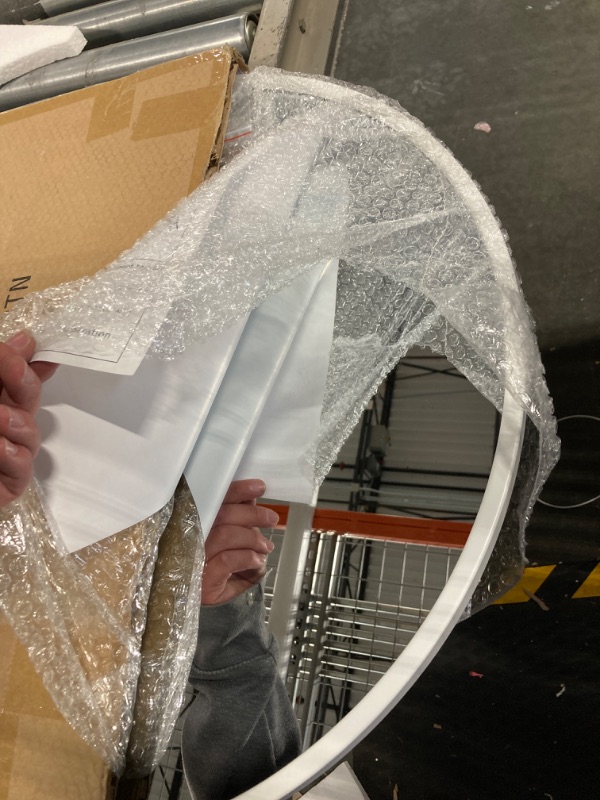Photo 1 of 24”Round Mirror, White Large Circle Metal Frame Wall Mirror for Bathroom, Entryway, Living Room,Vanity