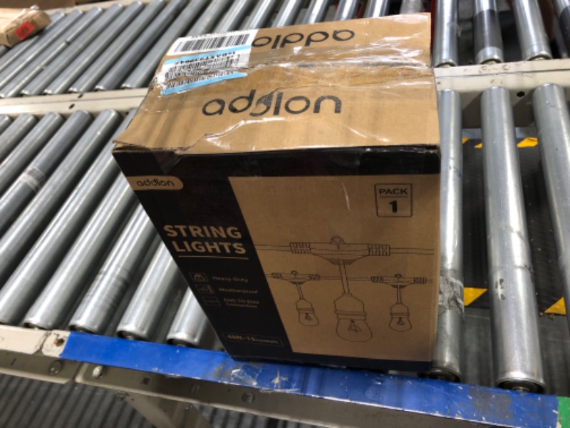 Photo 1 of addlon 48 FT Outdoor String Lights Commercial Grade Weatherproof Strand, 18 Edison Vintage Bulbs(3 Spare), 15 Hanging Sockets, ETL Listed Heavy-Duty Decorative Christmas Lights for Patio Garden 48FT Black