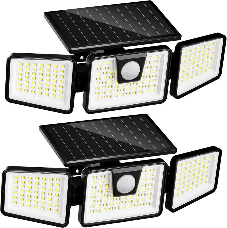 Photo 1 of INCX Solar Lights Outdoor with Motion Sensor,Solar Lights for Outside 3 Heads Security Lights,156 LED Flood Light Spotlight, IP65 Waterproof 2 Pack