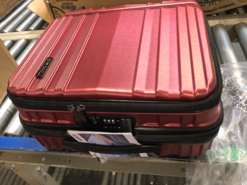 Photo 1 of 16" Carry on Luggage with 2 Laptop Compartments, ABS+PC Suitcase with Dual Control TSA Lock, YKK Zipper, Silent Wheels, for Business Travel, Wine Red