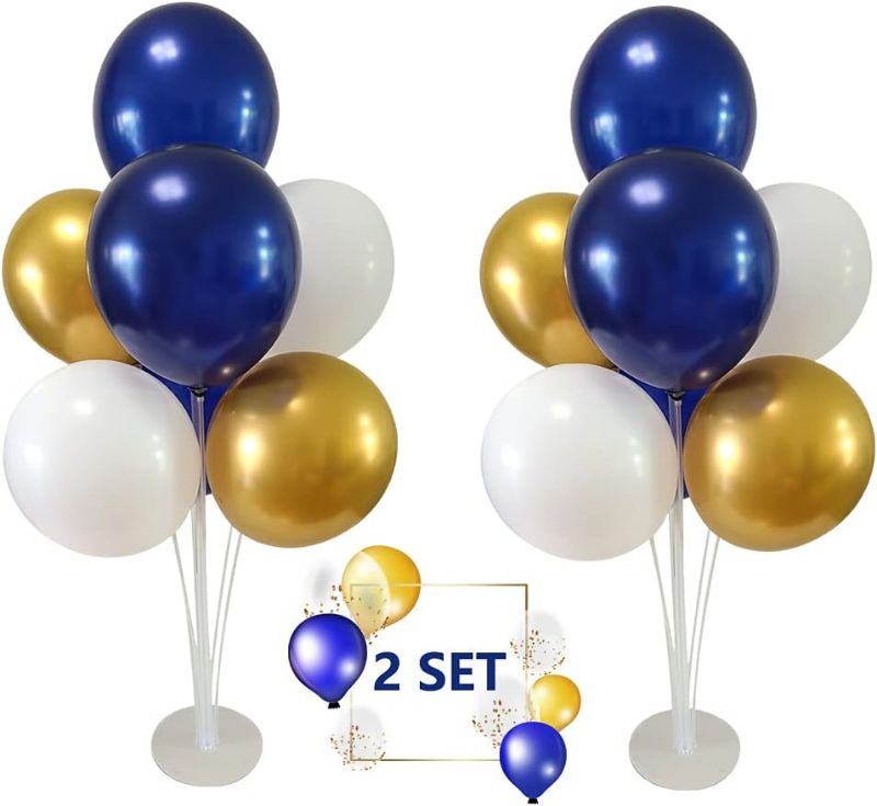 Photo 1 of 2 Packs balloons Stand kit Table Decorations Gold Blue White Balloons Table Centerpiece Supplies for Christmas New Year Wedding Anniversary Graduation Birthday Shower Baby Party
 
