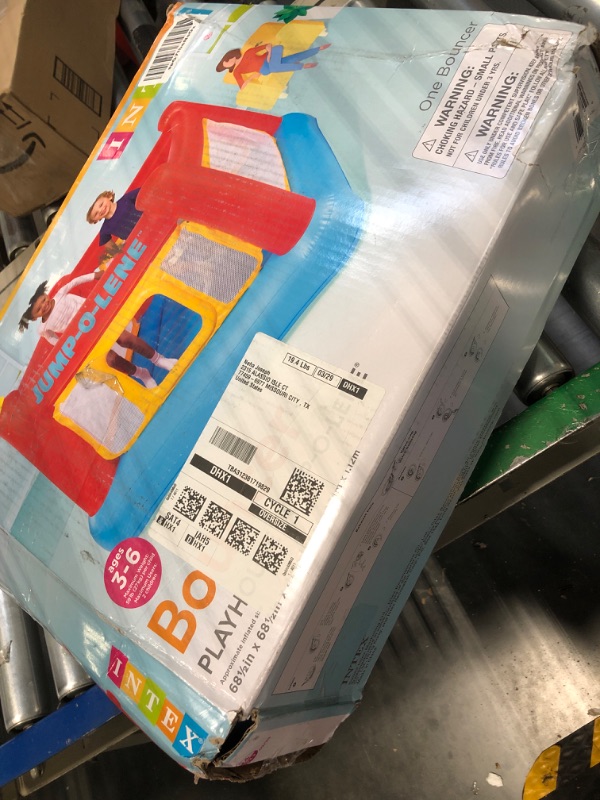 Photo 1 of Intex Inflatable Jump-O-Lene Playhouse Trampoline Bounce House for Kids Ages 3-6 Pool Red/Yellow, 68-1/2" L x 68-1/2" W x 44" H 1 Pack