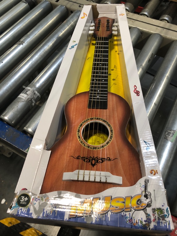 Photo 2 of Liberty Imports Happy Tune 6 String Acoustic Guitar Kids Toy - Vibrant Sounds and Realistic Strings - Beginner Practice Musical Instrument (Walnut)