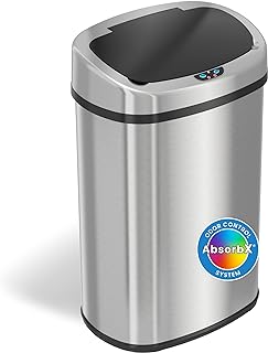 Photo 1 of 13 gallon stainless steel oval sensor trash can with absorbx odor filter 