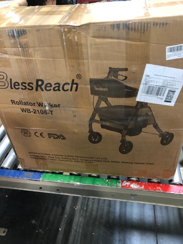 Photo 1 of BlessReach Heavy Duty Rollator Walker - Aluminum Rolling Walker for Seniors and Adults with Large Seat, Support Up 450 lbs (Grey)