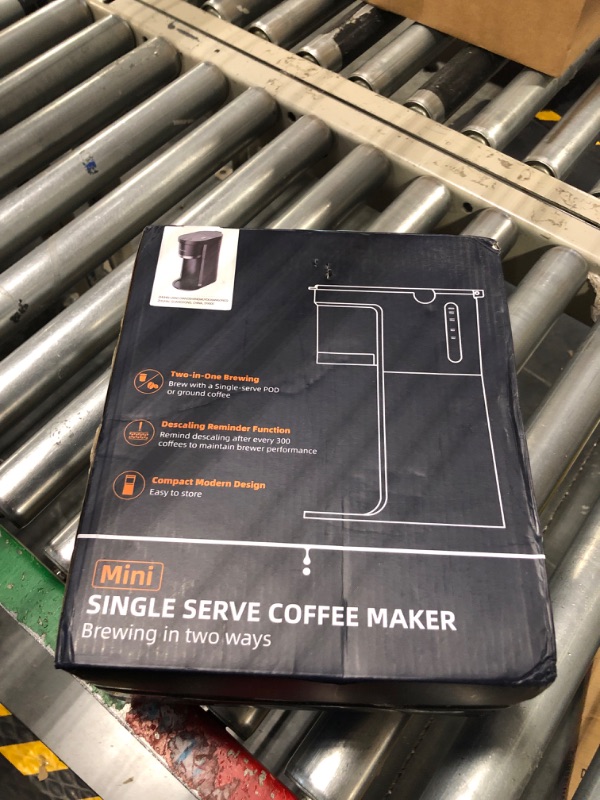 Photo 2 of Famiworths Mini Coffee Maker Single Serve, Instant Coffee Maker One Cup for K Cup & Ground Coffee, 6 to 12 Oz Brew Sizes, Capsule Coffee Machine with Water Window and Descaling Reminder, Black