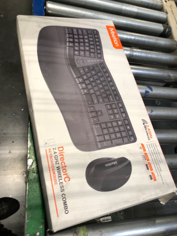 Photo 2 of MEETION Ergonomic Keyboard, Split Wireless Keyboard with Cushioned Wrist, Palm Rest, Curved, Natural Typing Full Size Rechargeable Keyboard with USB-C Adapter for PC/Computer/Laptop/Windows/Mac, Black
