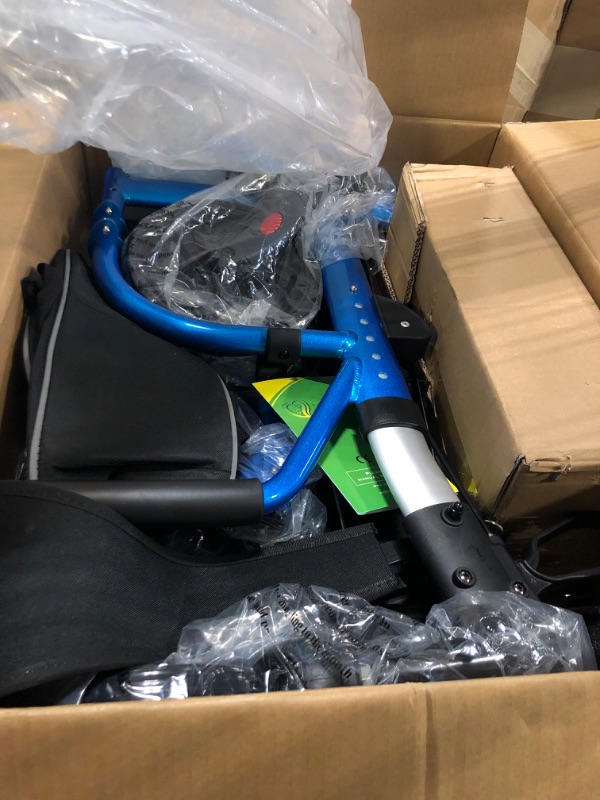 Photo 1 of 2 in 1 Rollator Walkers for Seniors with Padded Seat- Medical Transport Chair Walker with Adjustable Handle and Reversible Backrest (Blue)