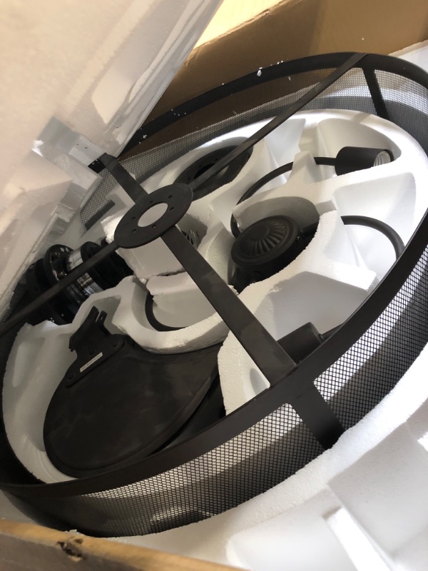 Photo 1 of Inlight 22" Industrial Style Caged Ceiling Fan with Remote Control and Light Kit Included, Indoor Enclosed Downrod Mount Ceiling Fan with Reversible DC Motor, Oil Rubbed Bronze Finish, IN-0710-0-BZ