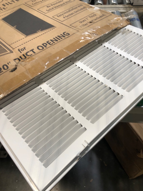 Photo 3 of 20"W x 20"H [Duct Opening Measurements] Steel Return Air Filter Grille [Removable Door] for 1-inch Filters | Vent Cover Grill, White | Outer Dimensions: 22 5/8"W X 22 5/8"H for 20x20 Duct Opening Duct Opening style: 20 Inchx20 Inch