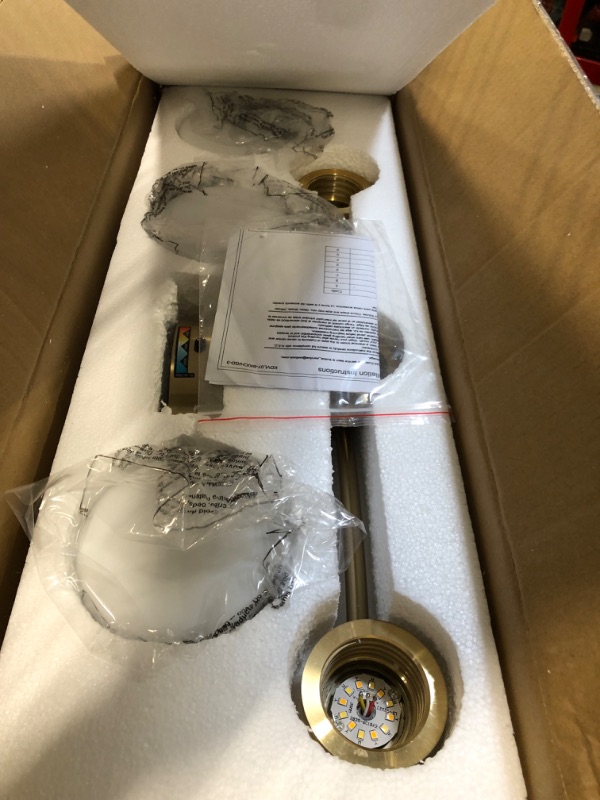 Photo 2 of 21 Inch Brushed Gold Vanity Light, Modern Led Bathroom Light Fixtures with Milk Glass Shade, 3-Light Wall Sconces for Bathroom, 3000K/4000K/5000K Adjustable, KDVL07-GD-3 ****USED**** 