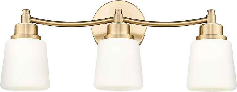 Photo 1 of 21 Inch Brushed Gold Vanity Light, Modern Led Bathroom Light Fixtures with Milk Glass Shade, 3-Light Wall Sconces for Bathroom, 3000K/4000K/5000K Adjustable, KDVL07-GD-3 ****USED**** 