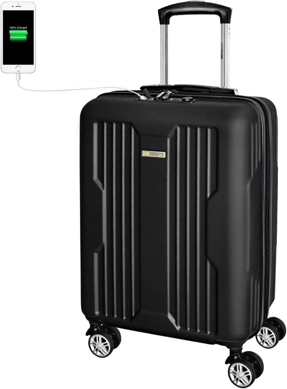 Photo 1 of 
Roll over image to zoom in
DON PEREGRINO Carry on Luggage 22x14x9 Airline Approved Suitcase with TSA Lock & USB Charger, Hardside Suitcases with 4 Double Wheels, 5.7lb Lightweight Maletas de Viaje (Carry On 20-Inch, Black)