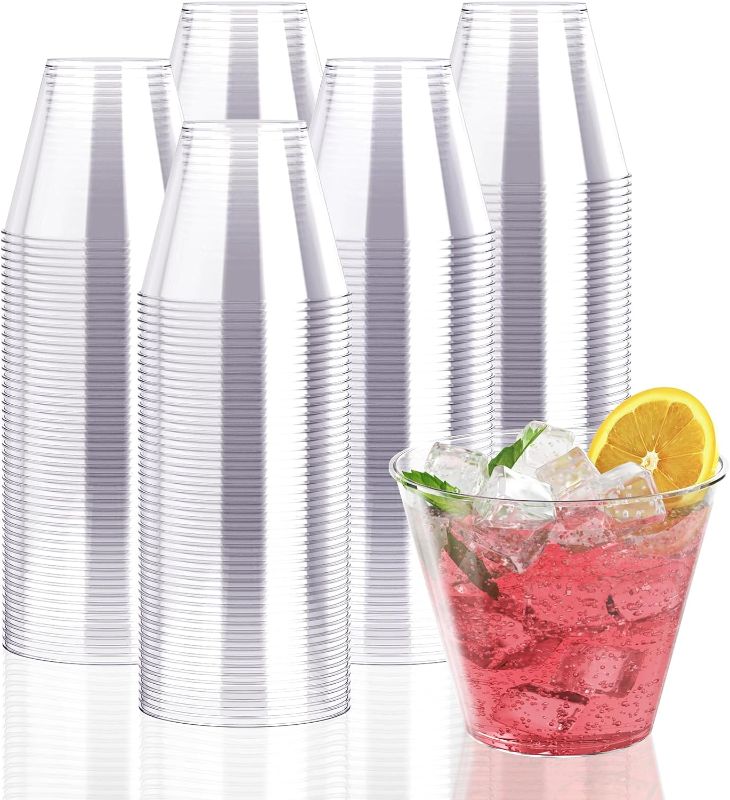 Photo 1 of 300 Pack Clear Plastic Cups 9 oz Disposable Cups Heavy-duty Plastic Drinking Cups, Plastic Party Cups, Hard Plastic Cups for Weddings, Home, Dinner and other Events
