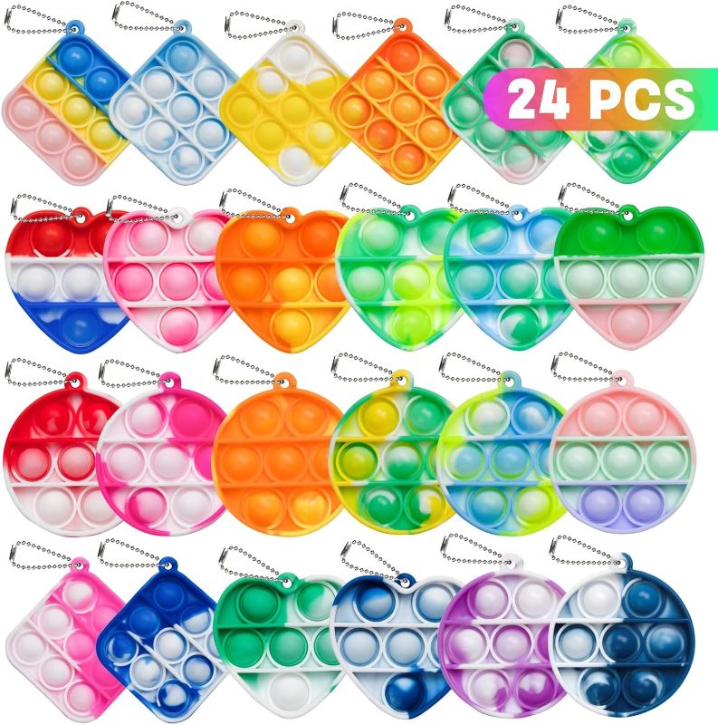 Photo 1 of 24 PCS Pop Fidget Toys Bulk Its Party Favors for Kids Toys 3 Shape Mini Pop Keychain It Birthday Goodie Bag Stuffers Fidgets for Kids Classroom Prizes End of Year Student Gifts Sensory Fidget Toy Pack