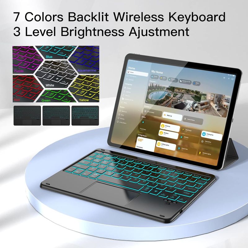 Photo 1 of XIWMIX Ultra-Slim Wireless Bluetooth Keyboard - Universal Rechargeable Bluetooth Keyboard Compatible with iPad Pro/iPad Air/iPad 9.7/iPad 10.2/iPad Mini and Other iOS Android Windows Devices