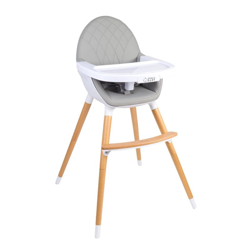 Photo 1 of Convertible High Chair for Babies, Toddlers, Kids & Children - Wooden Highchair with Adjustable Height & Dishwasher Safe Tray - Wood Feeding & Dining Chair - Converts to Booster Seat - KoolaBaby